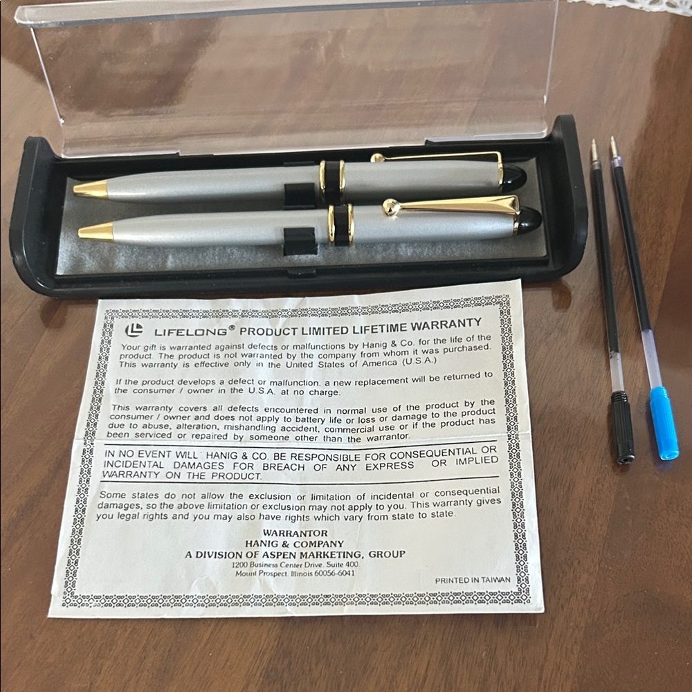 LifeLong Silver & Gold Pen Set with Refills – Elegant Writing Gift